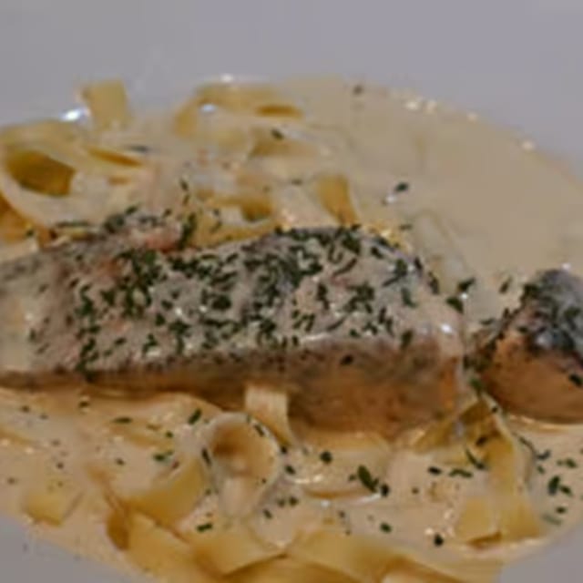 Salmon Fettuccine.